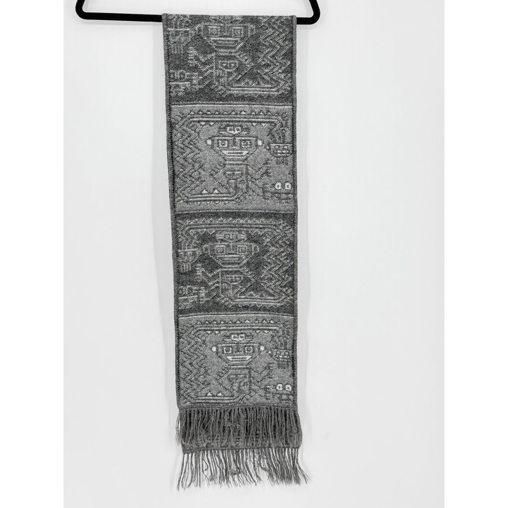 Alpaca Hand Made Artesinal Scarf Images Woven Brown Gray Peru Granola Natural